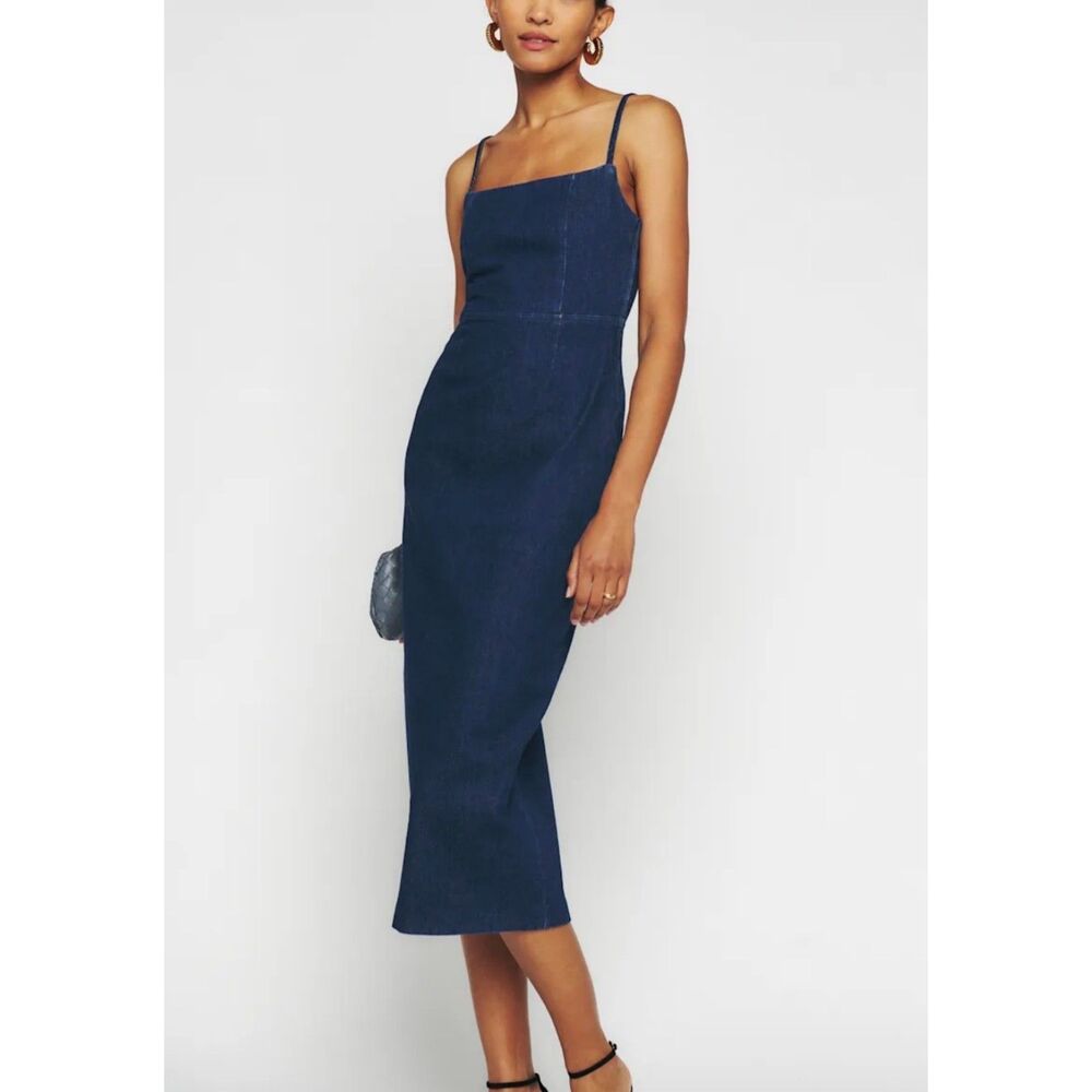 Reformation Jeans Delphinia Denim Midi Dress Women's M